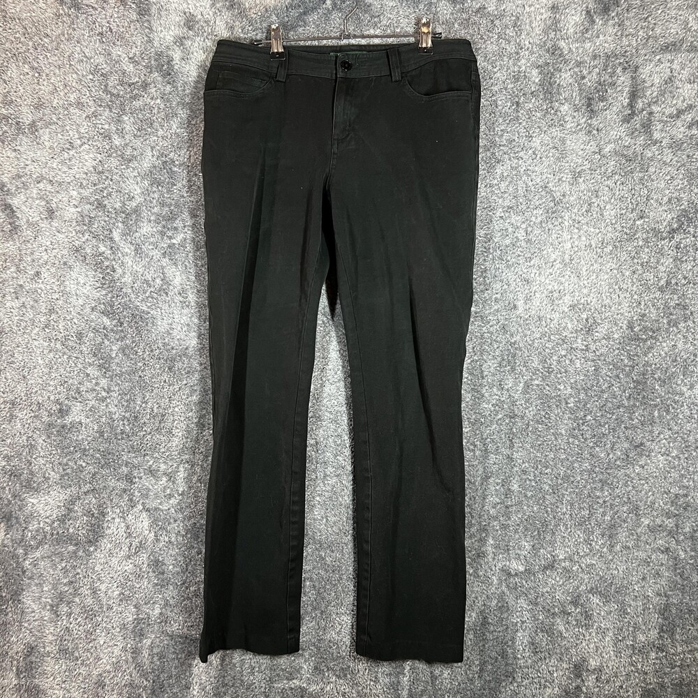 Lauren Ralph Lauren Pants Womens 8 Black Twill Straight Leg Stretch Dress Office